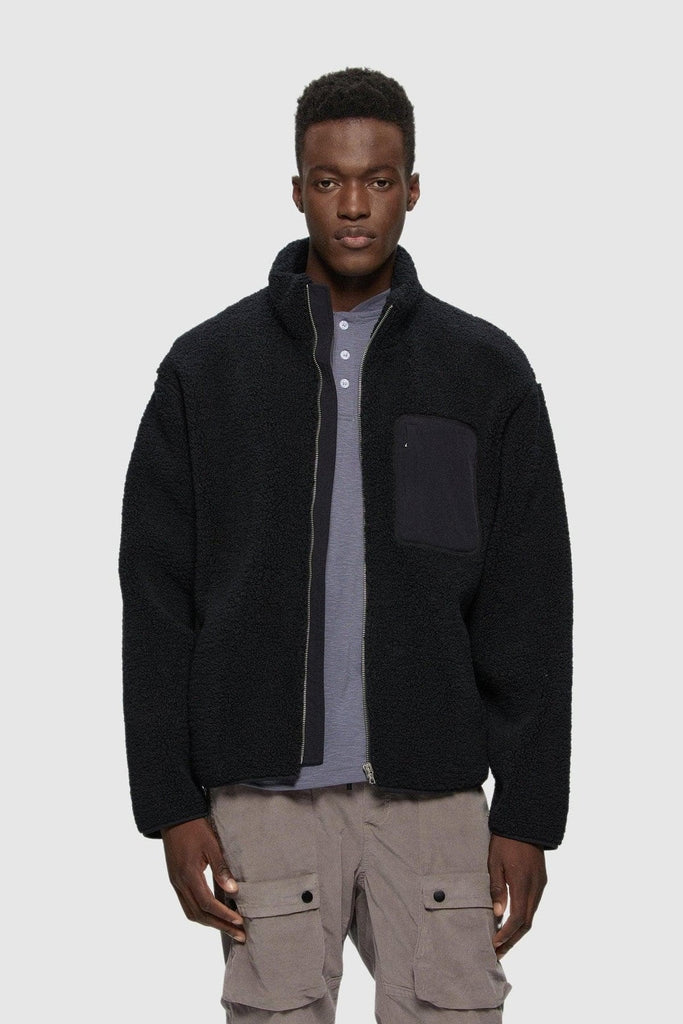 Bonded Sherpa Fleece Jacket - Black