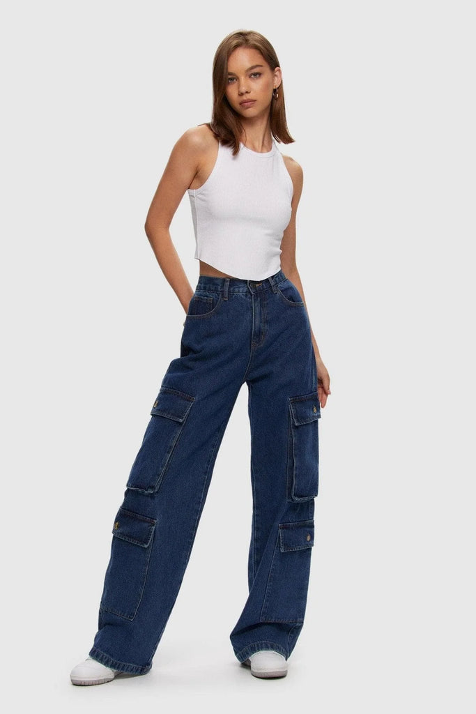 Double Cargo Utility Jeans - Dark Blue | Sundra Double Cargo Utility Jeans - Dark Blue | Sundra