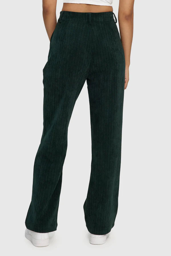 Suede Wide Leg Pant - Forest Green