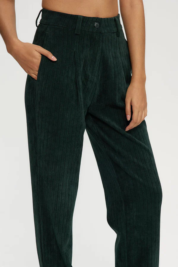 Suede Wide Leg Pant - Forest Green