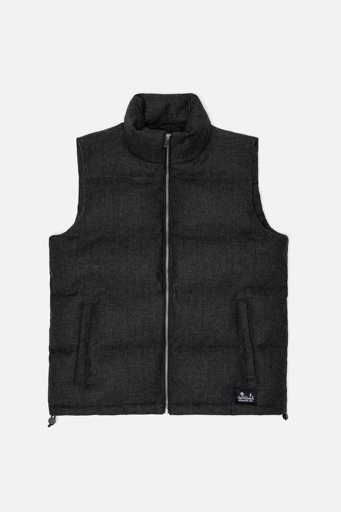 Wool Herringbone Puffer Vest - Charcoal