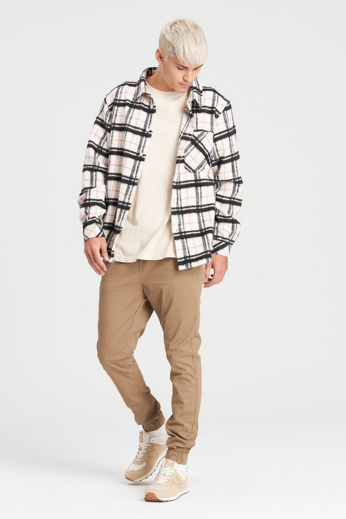 Plaid Shacket - White