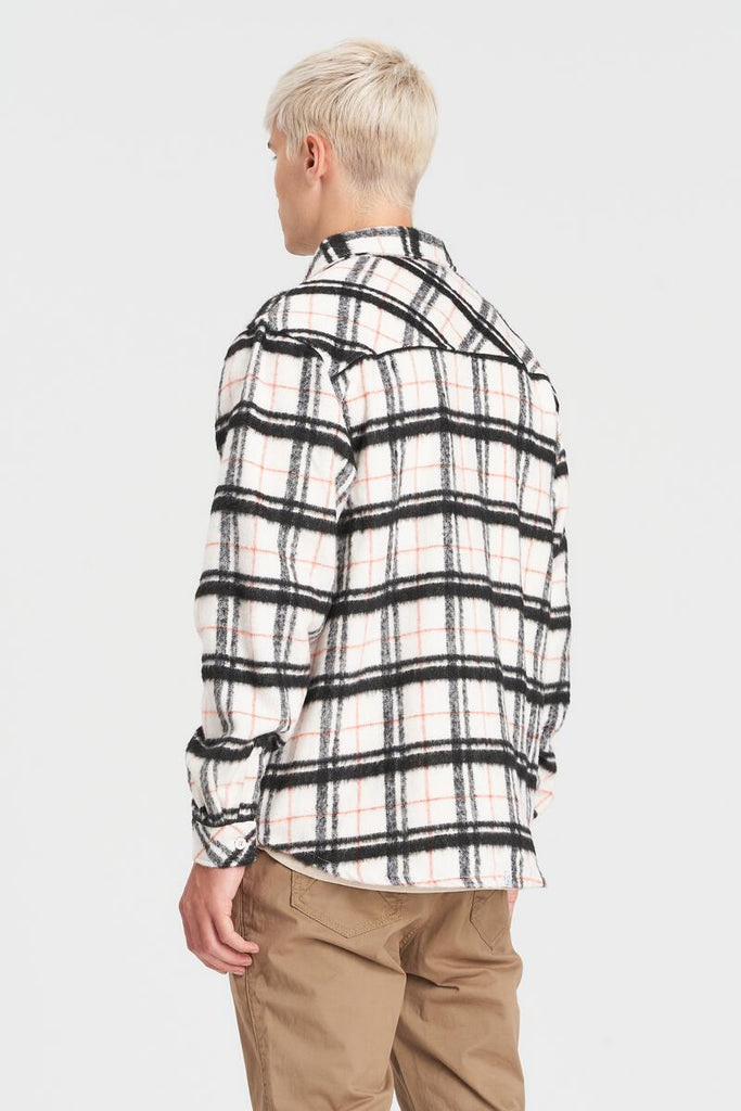 Plaid Shacket - White