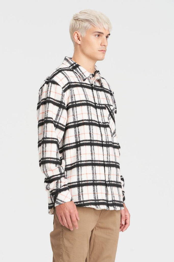 Plaid Shacket - White