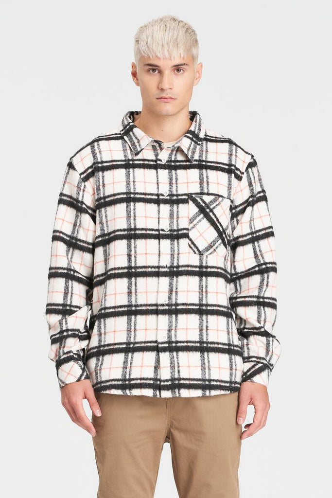 Plaid Shacket - White