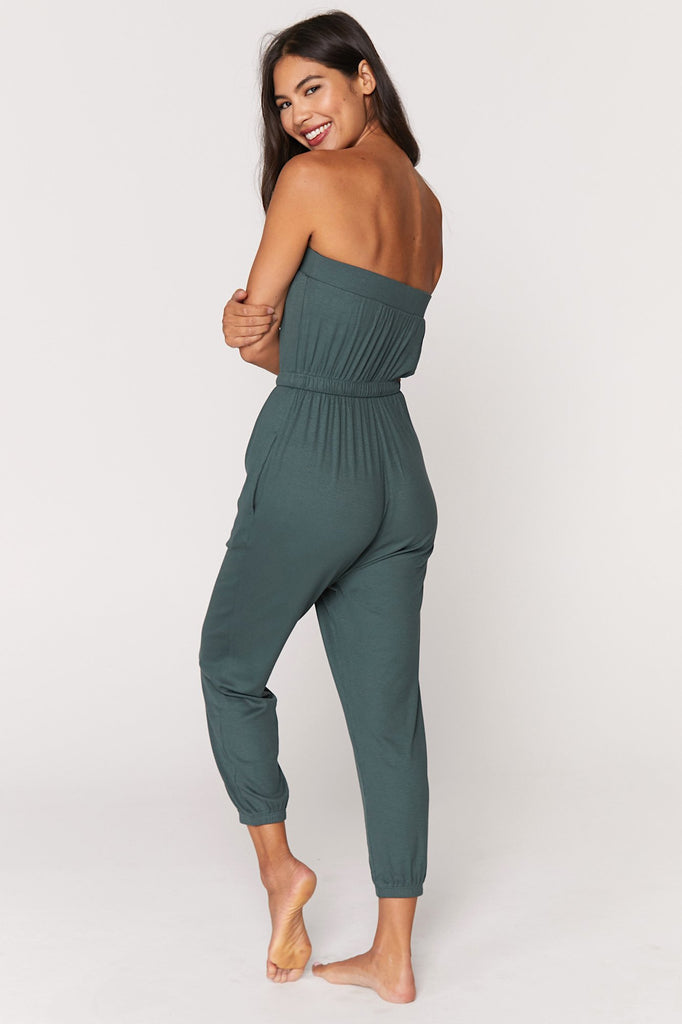 Ribbed Cinched Jumpsuit - Dusty Olive