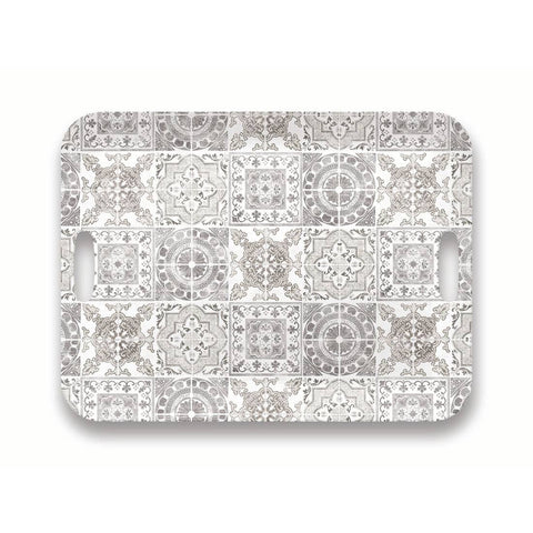 Portico Tile Handled Tray - Grey