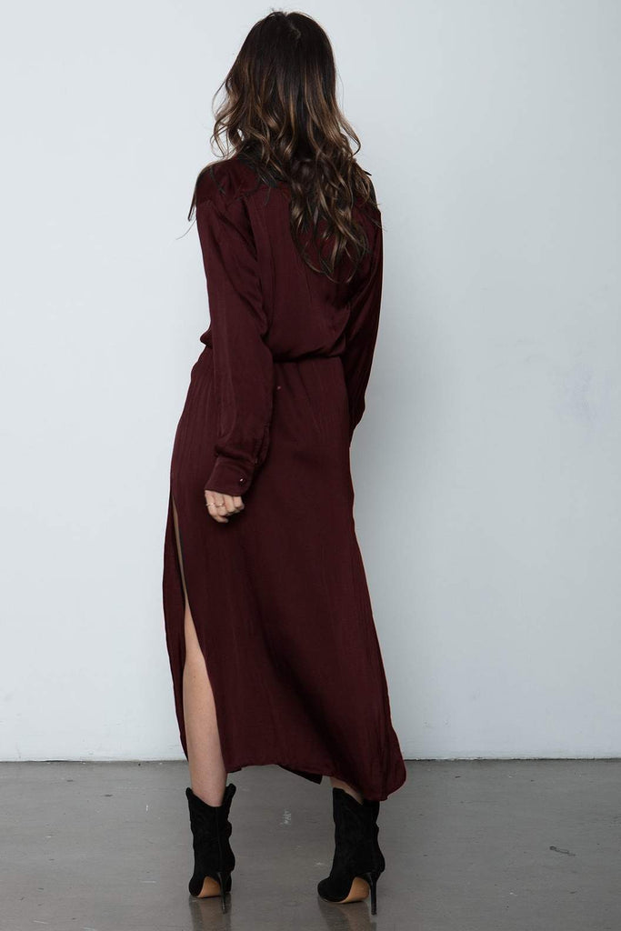 Darian Shirt Dress - Deep Red