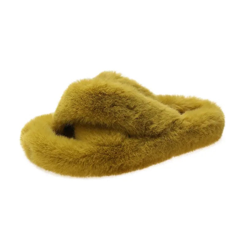 Faux Fur Slipper - Green