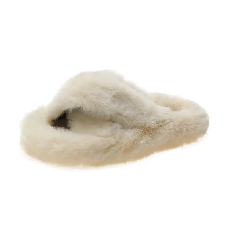 Faux Fur Slipper - Cream