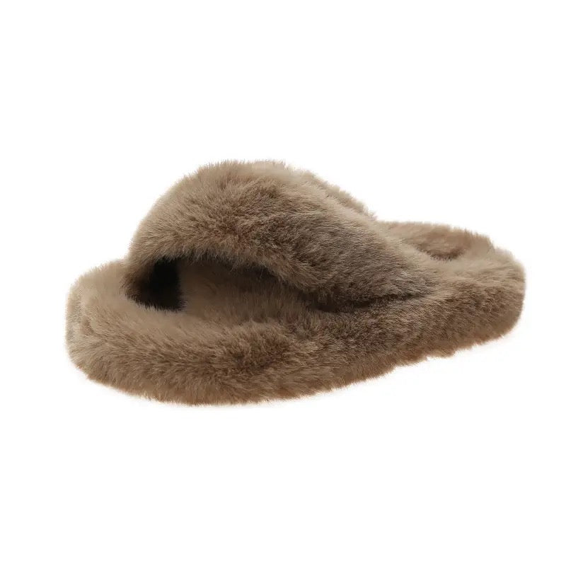 Faux Fur Slipper - Taupe