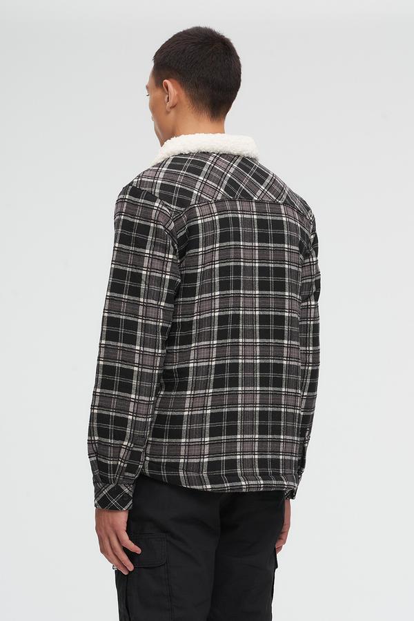 Plaid Sherpa Jacket - Black/Grey