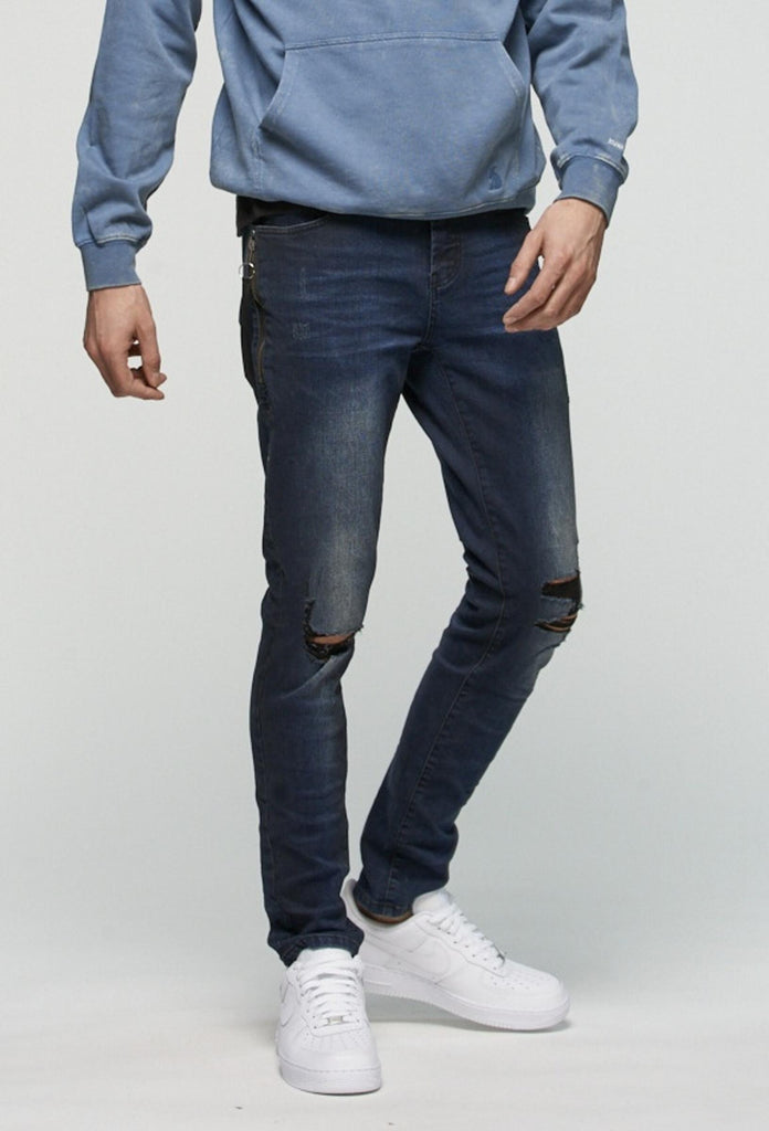 Destroyed Denim - Dark Blue Shadow