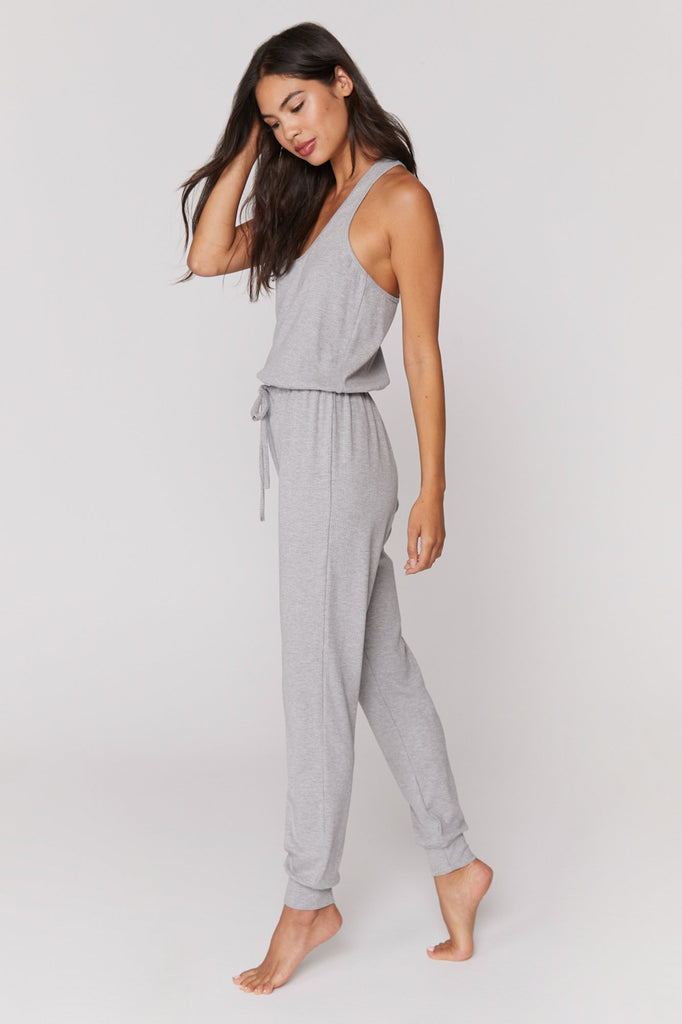 Loungewear Jumpsuit Grey Ribbed Jumpsuit Bronte Heavy Ribbed