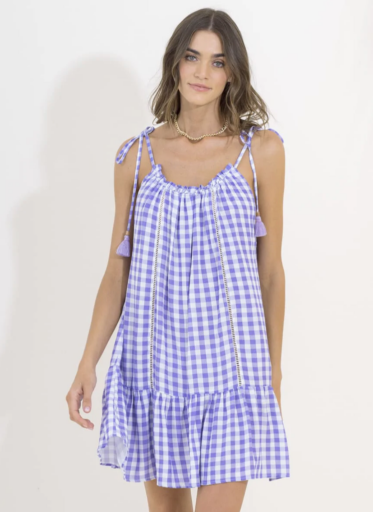 Gingham Magnolia Dress - Purple