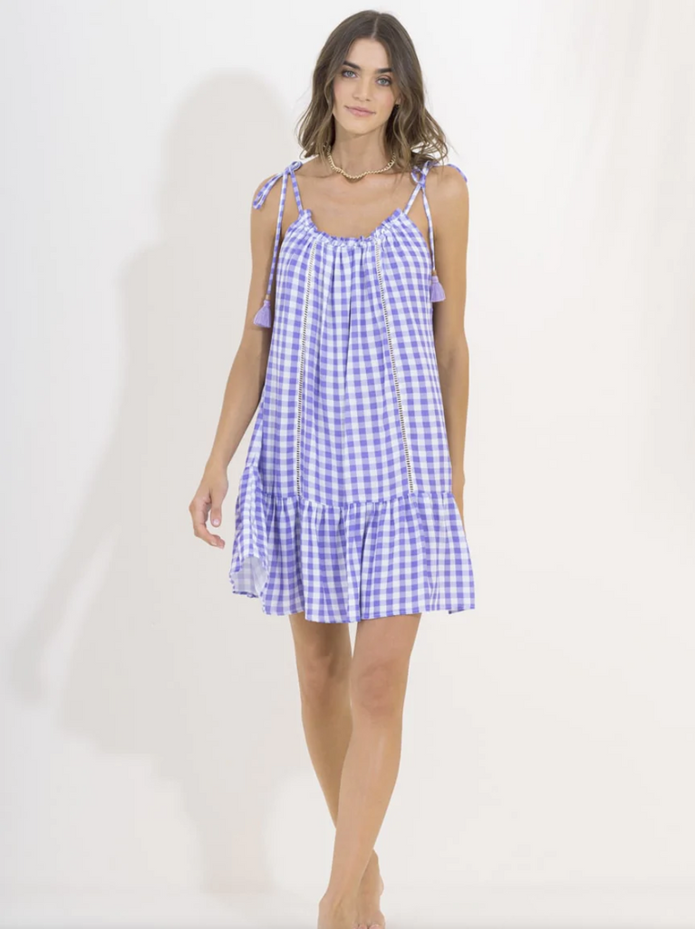 Gingham Magnolia Dress - Purple