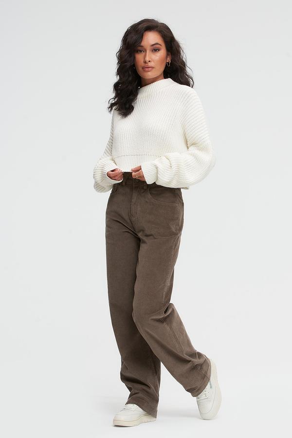 Corduroy Wide Leg Pants - Stone