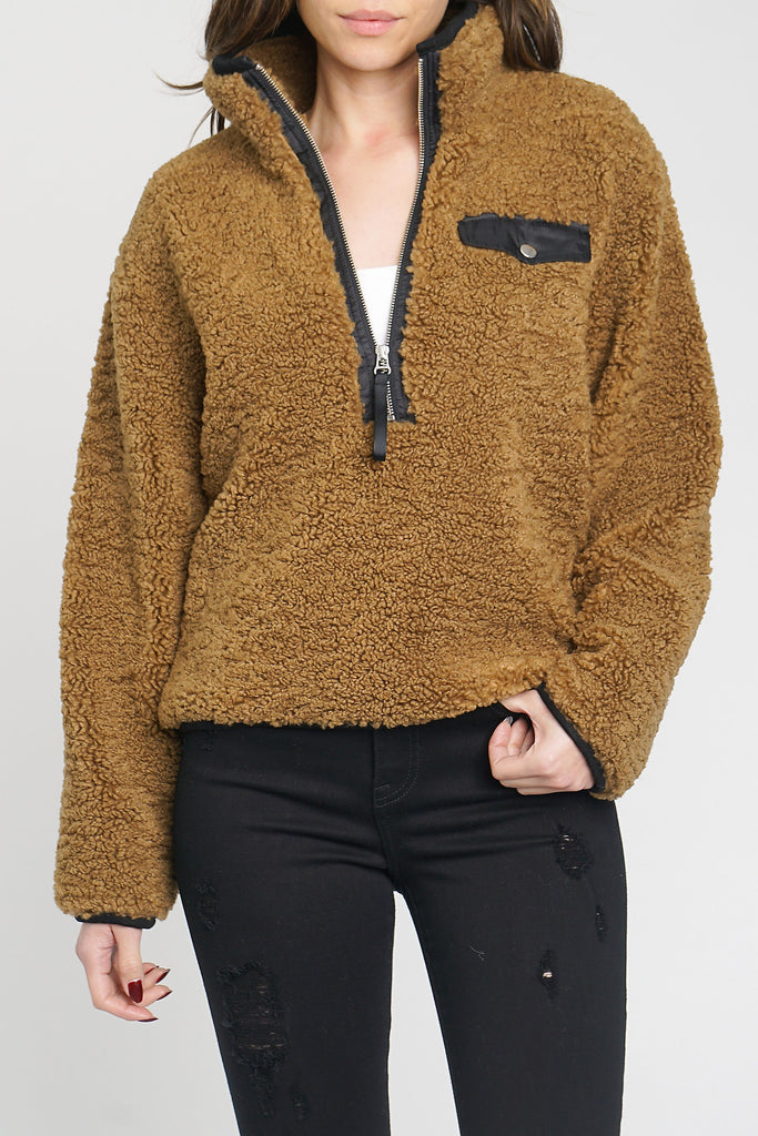 Zoey Fuzzy Pullover - Camel