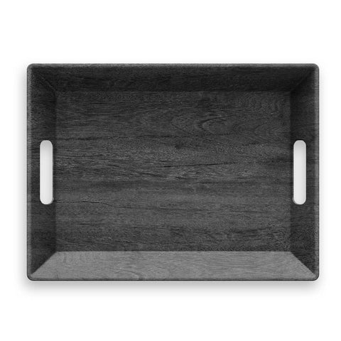 Faux Real Blackened Wood Handled Tray