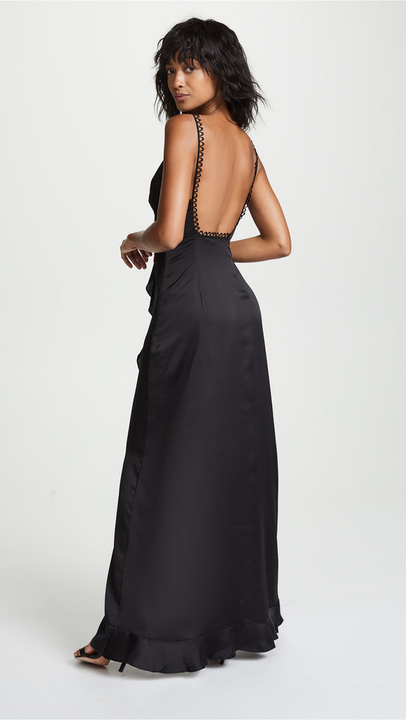 Isabella Ruffled Maxi Dress - Black